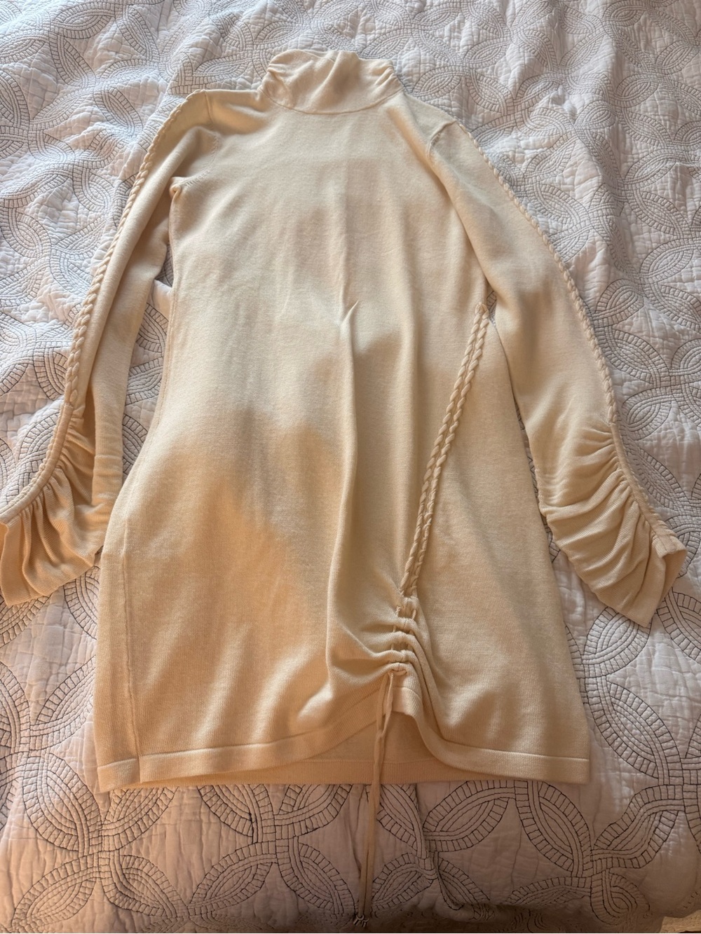 Karen Millen Cream Turtleneck Maxi Dress with Braided Detail